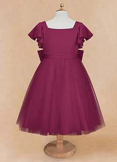 Azazie Kaeya Robe Demoiselle D'honneur Fillette Robe Trapèze en Tulle Arc Mûre image5
