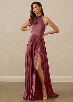Christian Siriano Bridal for Azazie 1007 Bridesmaid Dresses Desert Rose A-Line Pleated Stretch Satin Dress image4