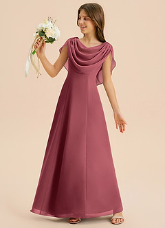 Azazie Lambie Junior Merlot A-Line Pleated Chiffon Dress image2