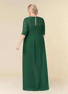 Azazie Leonine Mère de la mariée Robes Robe Trapèze en Mousseline de soie Dentelle échancrée Vert Foncé image9