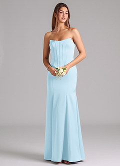 Azazie Ximena Bridesmaid Dresses Sky Blue Mermaid Corset Stretch Satin Convertible Dress image7