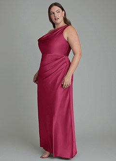 Azazie Emerson Bridesmaid Dresses Burgundy Mermaid Off the Shoulder Metallic Satin Dress image3