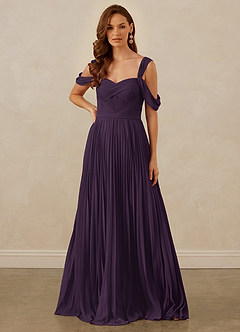 Christian Siriano Bridal for Azazie 1013 Bridesmaid Dresses Plum A-Line Off the Shoulder Chiffon Dress image8