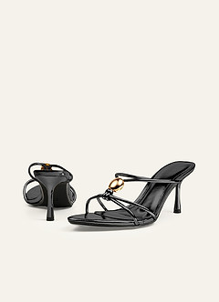 front Metallic stiletto sandalen met bolvormige band