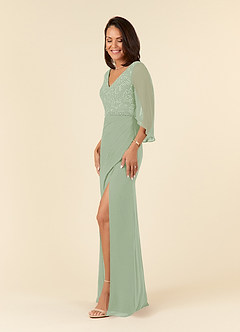 Azazie Laina vestidos de madre de la novia Vestido de Salvia Polvorienta de Gasa de Sirena con Encaje image2