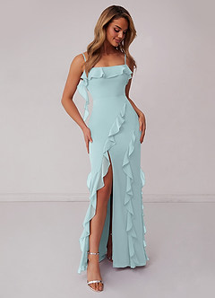 Barbie ♥ Azazie Bridesmaid Dresses Mist Sheath Bow Chiffon Dress image4
