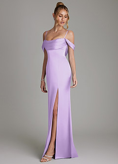 Azazie Nira Bridesmaid Dresses Lilac Mermaid Corset Stretch Satin Dress image6