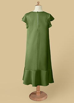 Azazie Sweet Pea Flower Girl Dresses Juniper A-Line Ruched Stretch Satin Dress image6