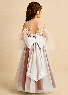 Azazie Zimi Flower Girl Dresses Cinnamon Ball-Gown Sweetheart Neckline Tulle Dress image1