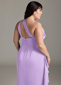 Azazie Maive Bridesmaid Dresses Lilac Sheath Ruched Stretch Satin Dress image12