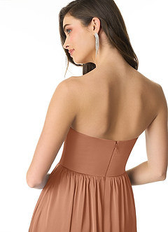 Azazie Morana Bridesmaid Dresses Bronzer A-Line Off the Shoulder Stretch Satin Convertible Dress image8