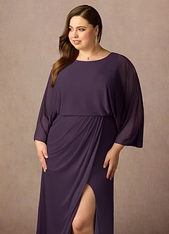 Azazie Ysabella Mother of the Bride Dresses Plum Mermaid Pleated Mesh Dress image5