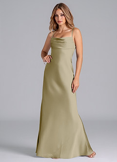 Azazie Seema Bridesmaid Dresses Moss Green Mermaid Corset Stretch Satin Dress image4
