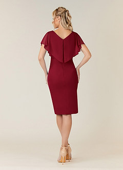 Azazie Waverly Mother of the Bride Dresses Burgundy Sheath Pleated Mesh Dress image2