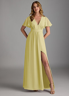 Azazie Zaniah Abiti da Damigella Abito A-Line in Chiffon Sorbetto Al Limone image1