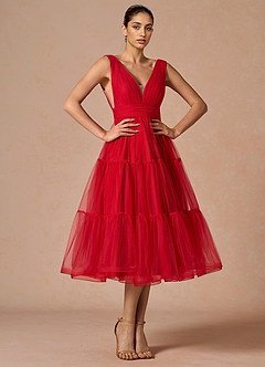 Godelieve Cherry Red Midi Dress image3