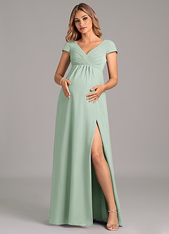 Azazie Allessia Maternity Bridesmaid Dresses A-Line Pleated Chiffon Floor-Length Dress image5