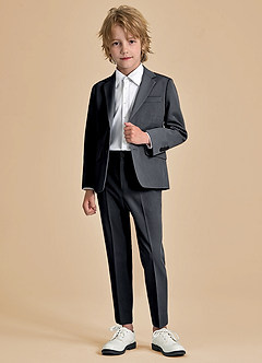 front Oliver Boys Charcoal 2-Piece Suit