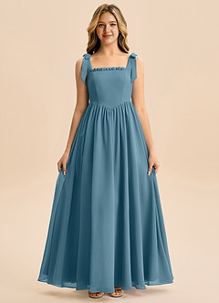 Azazie Delia Junior Abito A-Line in Chiffon Fiocco Bermuda image5