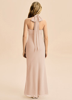 Azazie Velli Junior Meerjungfrau-Linie Hoher Kragen Chiffon Kleid Englisches Rosa image2