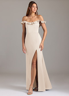 Azazie Callie Bridesmaid Dresses White Alabaster A-Line Ruched Stretch Satin Convertible Dress image5