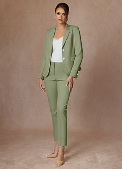 front Whitney Pistachio 고급 직조 기술로 제작된 기능성 긴 바지 정장