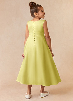 Azazie Lindy Blumenmädchenkleider A-Linie Plissee Matte Satin Kleid Zitronensorbet image6