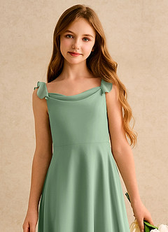 Azazie Puppy Girls Formal Flower Girl Dresses Matcha A-Line Pleated Chiffon Dress image6