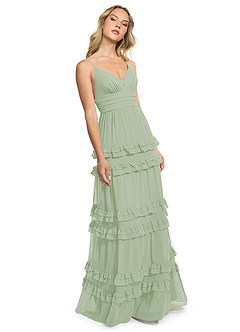 Azazie Rachel Vestidos de madrinha de casamento Vestir Dusty Sage de Chiffon de Linha A image3