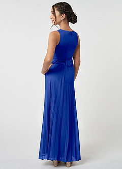 Azazie Lindie Junior Robe Trapèze en Mousseline de soie Plissée Bleu Roi image4