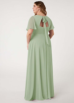 Azazie Kimber Bridesmaid Dresses Dusty Sage A-Line Flounce Sleeve Chiffon Dress image12