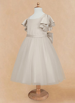 Azazie Kaeya Flower Girl Dresses Frost A-Line Bow Tulle Dress image7