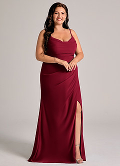 Azazie Deandra Bridesmaid Dresses Burgundy Mermaid Pleated Chiffon Dress image10