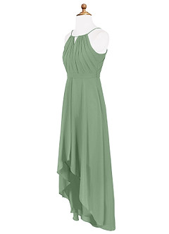 Azazie Oaklynn Junior Matcha A-Line Pleated Chiffon Dress image8