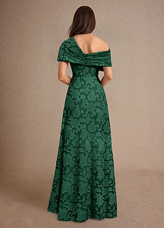 Azazie Milton Mother of the Bride Dresses Dark Green A-Line Pleated Floral Burnout Dress image2
