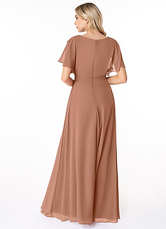 Azazie Aaliyah vestidos de dama de honor modestos Vestido de Corte En A Plisado Scoop Hasta el suelo Gasa image2