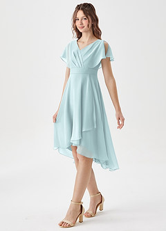 Azazie Graciela Junior Mist A-Line Pleated Chiffon Dress image4