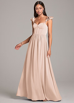 Azazie Denisse Bridesmaid Dresses Blushing Pink A-Line Ruched Stretch Satin Dress image3