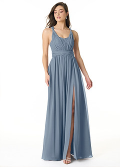 Azazie Olani Jurken voor bruidsmeisjes Converteerbaar Jurk van Chiffon met A-Lijn Off the Shoulder Schemering image1