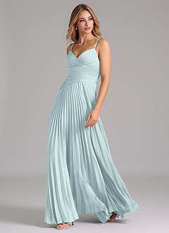 Azazie Vini Bridesmaid Dresses Mist A-Line Pleated Stretch Satin Dress image5