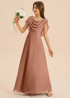 Azazie Lambie Junior Vestido de Bronceador de Gasa de Corte en A con Plisado image2