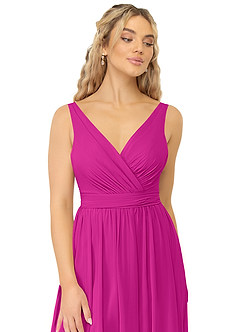 Azazie Kora Bridesmaid Dresses Fuchsia A-Line Pleated Chiffon Dress image9