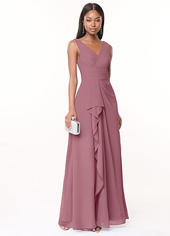 Azazie Julianna Bridesmaid Dresses Vintage Mauve A-Line Chiffon Dress image1