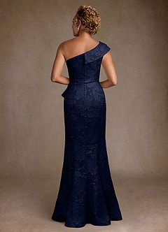 Azazie Hampton Moeder van de bruid jurken Zeemeermin Jurk van Bloemen Burn-out One-Shoulder Donkere Marine image3