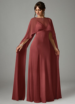 Azazie Stefania Robes de demoiselle d'honneur Robe Trapèze en Satin extensible Terracotta image3