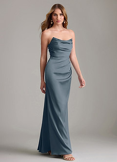 Azazie Lucille Bridesmaid Dresses Twilight Mermaid Strapless Stretch Satin Convertible Dress image4