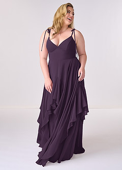 Barbie ♥ Azazie Bridesmaid Dresses Plum A-Line Bow Chiffon Dress image8