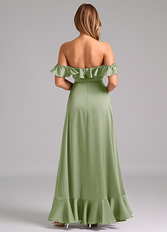 Azazie Lyra Bridesmaid Dresses Dusty Sage A-Line Off the Shoulder Stretch Satin Convertible Dress image6