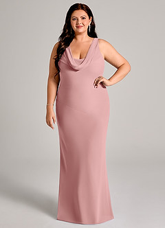 Azazie Rylina Bridesmaid Dresses Dusty Rose Mermaid Pleated Chiffon Dress image7