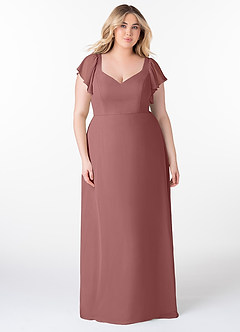 Azazie Syenna Bridesmaid Dresses Desert Rose A-Line Ruched Chiffon Dress image6